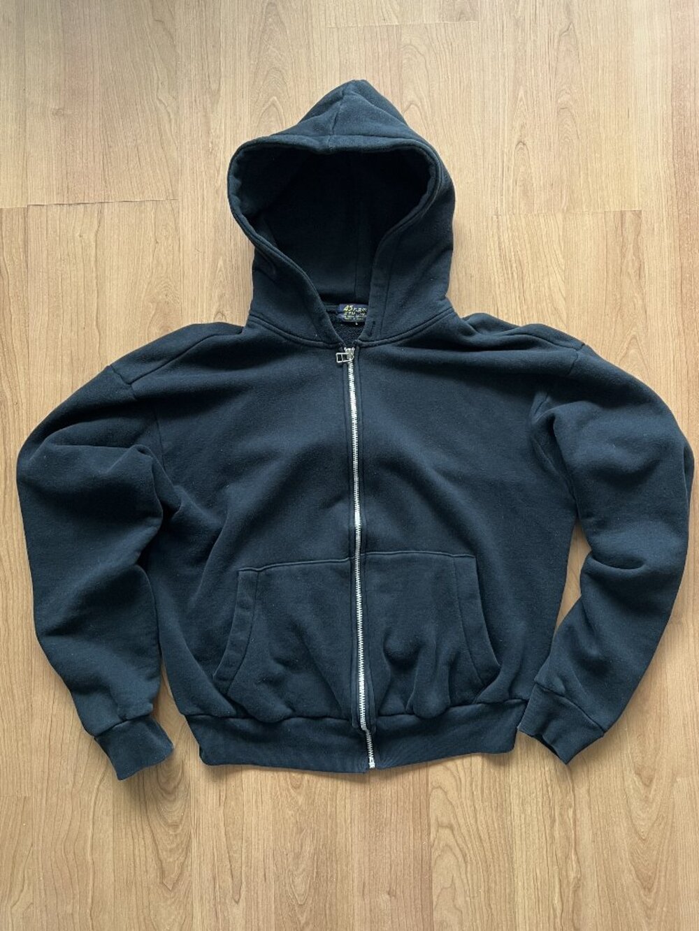 45RPM Black Hoodie – Made in Japan – Boxy Cropped Fit Unisex